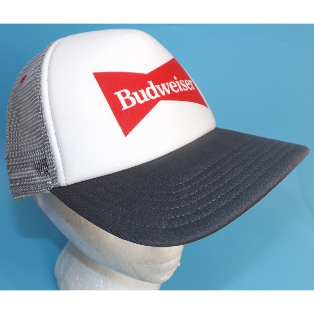 Vintage Budweiser Beer Red Logo Mesh Snapback Trucker Hat Baseball Cap - Picture 2 of 11
